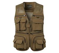 Oralidera Homme Multi-Poches Gilet de Pêche Veste de Loisirs Photographier Extérieur Journaliste Gilet Veste de Sport de Voyage