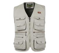 Oralidera Hommes Gilet de Pêche Multi-Poches Gilet Photographie Chasse Veste Sans Manche de Plein Air Gilet Journaliste de Voyage Pêche, Beige, XXL