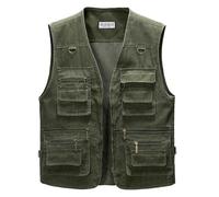 Oralidera Hommes Gilet de Plein Air Multi-Poches Gilet sans Manche Rapide Gilet de Pêche Respirant Photographie Gilets Voyage Sport Extérieure, Vert, 3XL