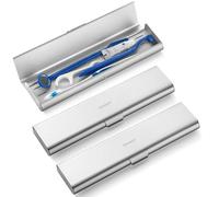 Oralphi Lot de 2 étuis plus larges en aluminium pour brosses à dents de voyage, support de brosse à dents de voyage portable, boîte conteneur durable pour brosses à dents manuelles pour voyage, salle