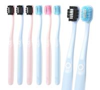 Oralphi Lot de 6 Brosses à Dents Souple- 10000+ Soies Extra-Soft pour Gencives Sensibles - Charbon Actif & Ions Argent - Triple Couche Fil Dentaire - Col Incliné pour Atteindre Toutes les Zones