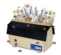 Oramics Maison à bourdons en bois avec toit résistant aux intempéries - Hummelhotel 29 x 14 x 17 cm - Caisse à bourdons avec toit noir amovible en desserrant 2 vis - Boîte à bourdons pour le jardin -