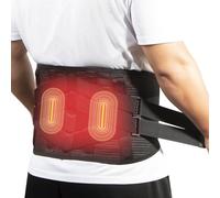 Oramuon Massant pour lombaire avec chauffage, ceinture orthopédique chauffante pour soulager douleurs dos. 3 modes vibratoires, 6 niveaux chauffage, batterie rechargeable 5000 mAh, sans fil