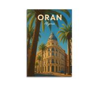 Oran, Algérie Affiche de voyage vintage sur toile Décoration d'intérieur Chambre à coucher Décoration moderne 30 x 45 cm