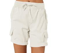 ORANDESIGNE Bermuda Pantalon de Randonnée pour Femme 15cm Short Cargo, Pantalon de Trekking d'extérieur léger à séchage Rapide avec Poches pour la Golf Camping Voyages A Blanc 3XL