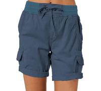 ORANDESIGNE Bermuda Pantalon de Randonnée pour Femme Short Cargo Pantalon de Trekking D'extérieur Léger avec Poches pour la Golf Camping Voyages A Bleu Royal 3XL