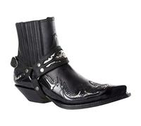 ORANDESIGNE Bottes pour Hommes Vintage Western Cowboy Style Bottes Décontracté Équitation Moto en Plein Air Mode sans Lacet Chaussures Équestres G Noir 42