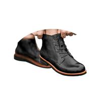 ORANDESIGNE Bottines Homme Cuir Vintage Cuir PU Bottines Lacer Bottes de Moto Chukka Chaussure Moto Hiver B Noir 45 EU