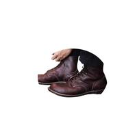 ORANDESIGNE Bottines Homme Cuir Vintage Cuir PU Bottines Lacer Bottes de Moto Chukka Chaussure Moto Hiver A Marron Foncé 42 EU