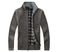 ORANDESIGNE Cardigan Homme Hiver en Maille Zippé Manches Longues Chaud Chandail Tricoté Manteau Décontracté à col Montant A Kaffee L