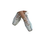 ORANDESIGNE Chaussures Mary Jane Femme Bout Carré Bretelles Croisées Ballerines à Lacets Chaussures Confortables à Semelles Souples Baskets Noires Fonctionnelles A Blanc 40 EU