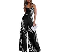 ORANDESIGNE Combinaison à Jambe Large Femme Été sans Manches Salopette Chic Décontracté Casual Voyage Salopettes Pantalon Large Bodysuit Casual Combinaison Grand Taille Jumpsuit C Noir 3XL