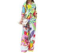 ORANDESIGNE Costume Femmes Chemisiers Et Pantalons Ensemble Chemise Manches Longues Blouses Mode Chic Imprimé Shirts Set De Deux Pièces Décontractée Casual Tenue G Couleur XL