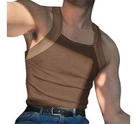 ORANDESIGNE Débardeur Homme Couleur Unie Tee Shirt Respirant Été Sport Gym T-Shirt Musculation sans Manche Sudation Gilets de Sport Maillots de Corps Fitness Casual Grande Taille B Café L