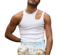 ORANDESIGNE Débardeur Homme Couleur Unie Tee Shirt Respirant Été Sport Gym T-Shirt Musculation sans Manche Sudation Gilets de Sport Maillots de Corps Fitness Casual Grande Taille C Blanc M