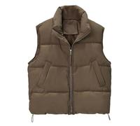 ORANDESIGNE Doudoune sans Manche Femme Gilet en Duvet sans Capuche Gilet Matelassé Décontracté Légère Veste Courte Chaud Manteau Parka Hiver Slim Casual Zip Up Gilet Courte C Café S