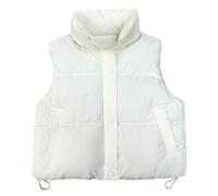ORANDESIGNE Doudoune sans Manche Femme Gilet en Duvet sans Capuche Gilet Matelassé Décontracté Légère Veste Courte Chaud Manteau Parka Hiver Slim Casual Zip Up Gilet Courte E Blanc M