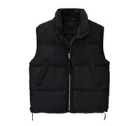 ORANDESIGNE Doudoune sans Manche Femme Gilet en Duvet sans Capuche Gilet Matelassé Décontracté Légère Veste Courte Chaud Manteau Parka Hiver Slim Casual Zip Up Gilet Courte C Noir L