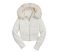 ORANDESIGNE Femme Doudoune D'Hiver Courte avec Capuche Bordée de Fourrure | Veste Courte Hiver, Manteau Matelassé Style Y2K, Blouson Aviateur Chaud et Léger avec Poches Zippées