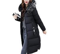 ORANDESIGNE Femme Doudoune Longue Manteau Zippé épais Chaud Parka Blouson Hiver Fourrure avec Capuche Elegant Slim Hoodie Jacket Veste Noir FR 50