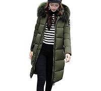 ORANDESIGNE Femme Doudoune Longue Manteau Zippé épais Chaud Parka Blouson Hiver Fourrure avec Capuche Elegant Slim Hoodie Jacket Veste Armée Verte FR 36