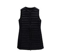 ORANDESIGNE Femme Doudoune sans Manche Gilet Ultra Léger Chaud Veste Longue en Duvet Double Tête Fermeture éclair Duvet de Canard Blanc Portable Manteau Parka Blouson Zippée Hiver B Noir M