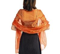 ORANDESIGNE Femme Elégante Echarpe Châle Foulard Etole Pashmina Longue Chic Belle Écharpe Châle Étole Brillante Cérémonies Fêtes Mariage Demoiselles D’Honneur A Orange Sombre Taille Unique