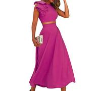ORANDESIGNE Femme Ensemble Crop Top Et Jupe Longue Tenue de Soiree Chic et Glamour Sexy Costume Tailleur 2 Pièces Outfit Elegant Travail Décontractée au Bureau Mode Set Vetement Violet M