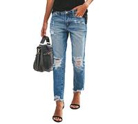 ORANDESIGNE Femme Jeans Déchiré Push Up Skinny Slim Fit Stretch Boyfriend Denim Pantalon Jeggings Troué Pantalons Casual Rétro Pants A Bleu XXL