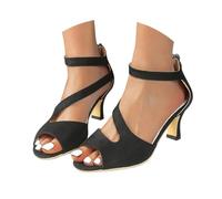 ORANDESIGNE Femme Sandales à Talon de Chaton Plateforme en Cuir Synthétique Sandales à Bout Ouvert Eté Confort Rome Sandales Découpées F Noir 35 EU