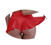 ORANDESIGNE Femme Shorts Sport Yoga Butt Lift Legging Court Pantalon de Yoga Taille Haute Sexy Été Short de Danse Hot Pants Dance Booty Shorts Rave Festivals Musique Fete Clubwear E Rouge 3XL