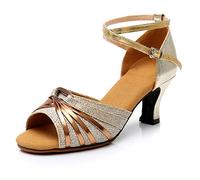 ORANDESIGNE Femmes Chaussures de Danse Latine Salsa Tango Valse Bachata Moderne Chaussures Danse de Salon Sandales à Talons Hauts C Or (5.5cm) 37 EU