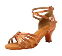 ORANDESIGNE Femmes Chaussures de Danse Latine Salsa Tango Valse Bachata Moderne Chaussures Danse de Salon Sandales à Talons Hauts B Marron (5cm) 41 EU