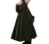 ORANDESIGNE Femmes Longue Cape Poncho à Capuche Tranchée Manteau Front Ouvert Cardigan Veste Cap Grande Taille Automne Hiver Cardigan Vert XS