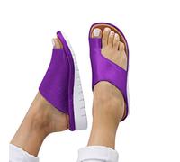 ORANDESIGNE Femmes Sandales Orthopédiques Hallux Valgus Compensées Tongs pour Dames avec Correction du Gros Orteil Pantoufles Décontractées À Bout Ouvert avec Correcteur D'oignon B Violet 40 EU