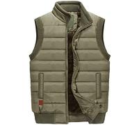 ORANDESIGNE Homme Doudoune sans Manche Gilet Ultra Légère Veste Manteau Parka Blouson Zippée Casual Chaud Manteau Matelassée Rembourrée C Kaki XXL