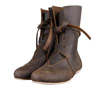 ORANDESIGNE Homme Médiéval Bottes En Pu Cuir Rétro Bottes De Chevalier Lace-Up Plate Bottes A Marron 47 EU