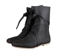 ORANDESIGNE Homme Médiéval Bottes En Pu Cuir Rétro Bottes De Chevalier Lace-Up Plate Bottes A Noir 47 EU