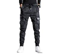 ORANDESIGNE Homme Pantalon de Jogging Hip Hop Sport Multi-Poches Streetwear Pantalon Cargo Joggers H Noir L