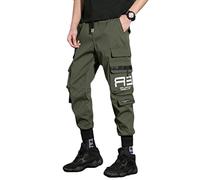 ORANDESIGNE Homme Pantalon de Jogging Hip Hop Sport Multi-Poches Streetwear Pantalon Cargo Joggers J Armée Verte S