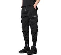 ORANDESIGNE Homme Pantalon de Jogging Hip Hop Sport Multi-Poches Streetwear Pantalon Cargo Joggers J Noir S
