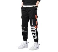 ORANDESIGNE Homme Pantalon de Jogging Hip Hop Sport Multi-Poches Streetwear Pantalon Cargo Joggers S Noir XXL