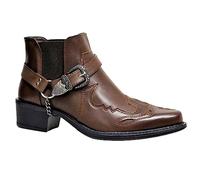 ORANDESIGNE Hommes de l'Ouest Santiags Vintage tête carrée Chevalier Boot Haut Aide Punk Rock Style Gothique Mi-Mollet Bottes Chasse d'hiver Randonnée Trekking I Café 39 EU