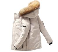 ORANDESIGNE Hommes Hiver Doudoune À Capuche Chaude Couleur Pure Veste De Jeunesse Veste Moto Épaissir Chaude Polyvalente Blouson Veste Matelassée Zipper Slim Fit Manteau Épais B Beige M
