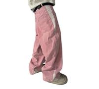 ORANDESIGNE Jean Baggy Homme Taille Basse Pantalon Baggy Unisexe Décontracté Imprimé Hippie Jeans Denim Pantalon B Rose M