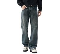 ORANDESIGNE Jean Homme Baggy Jeans Hip Hop Vintage Jeans Loose Fit Pantalon en Denim Jean Large Droit Décontracté Grande Taille Pantalon Skater à Jambe Large Streetwear C Bleu Foncé 3XL