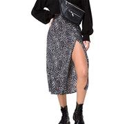 ORANDESIGNE Jupe midi Taille Haute pour Femme Imprimé Vintage Style Gothique Harajuku E-Girl B Noir L