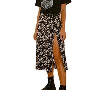 ORANDESIGNE Jupe midi Taille Haute pour Femme Imprimé Vintage Style Gothique Harajuku E-Girl C Noir S