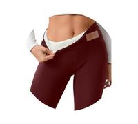 ORANDESIGNE Legging Polaire Femme Hiver Pantalon de Sport Slim Thermique Chaud Leggings avec Toison Extensible Collant Doublés de Molleton Doublure Polaire Épais en Laine Leggings C Vin Rouge S