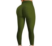 ORANDESIGNE Leggings Femme de Compression Anti-Cellulite Slim Fit Butt Lift Push-up Elastique Sport Pantalon de Yoga Taille Haute Sport A Armée Verte XXL